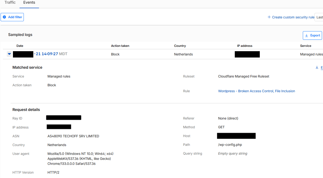 Cloudflare data about specific entry