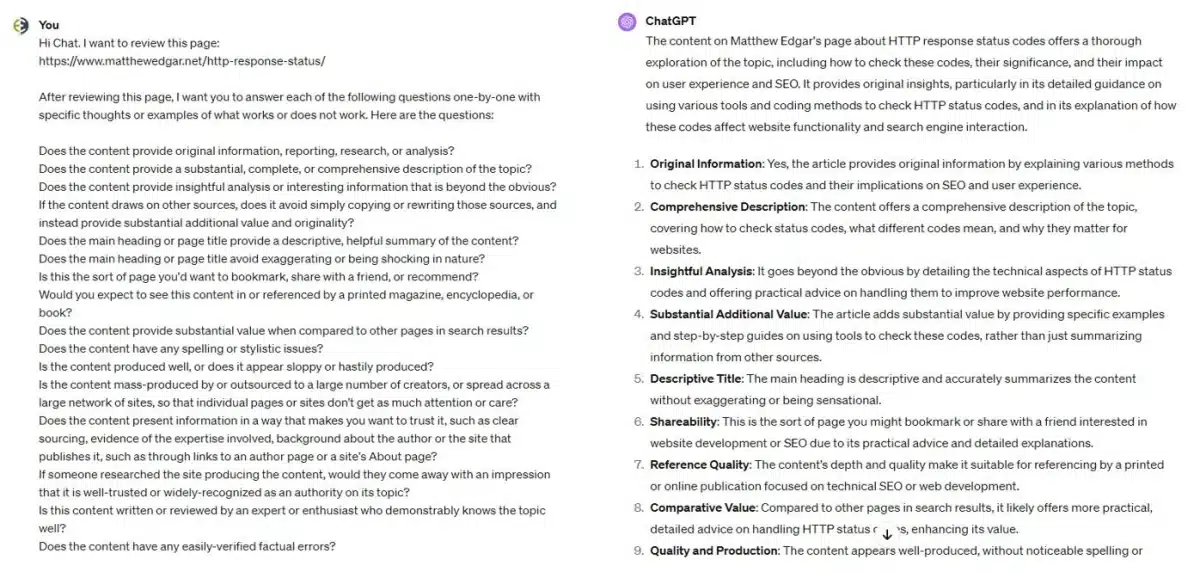 ChatGPT Prompt for Content Helpfulness